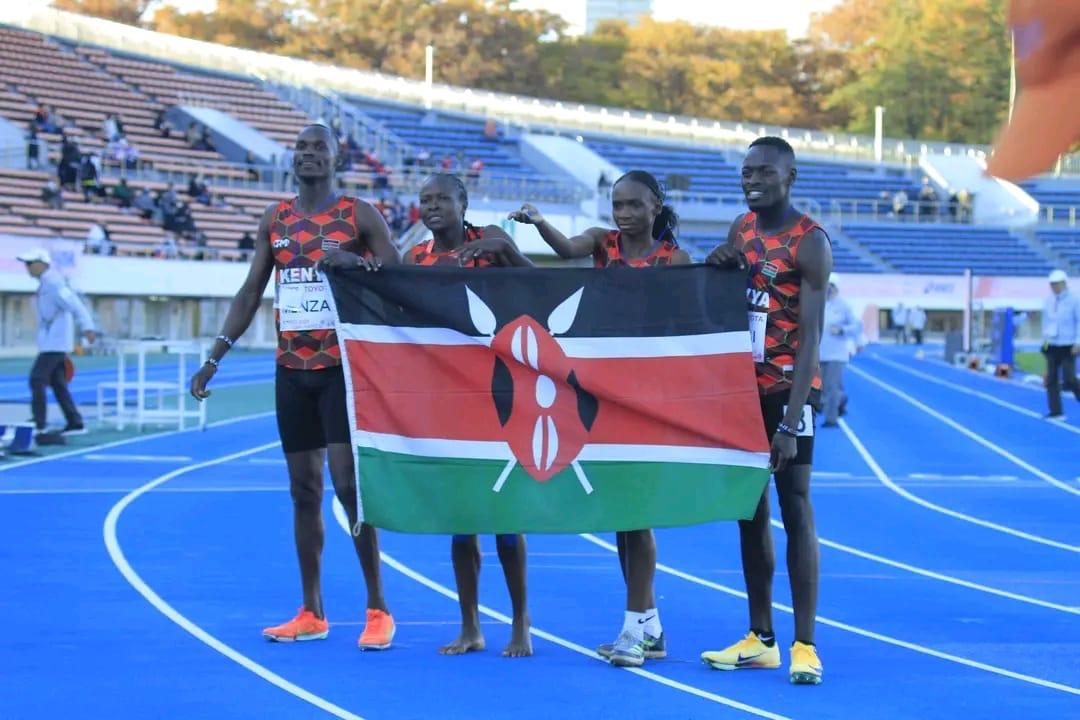 Kenyan athletes representing their country on the track